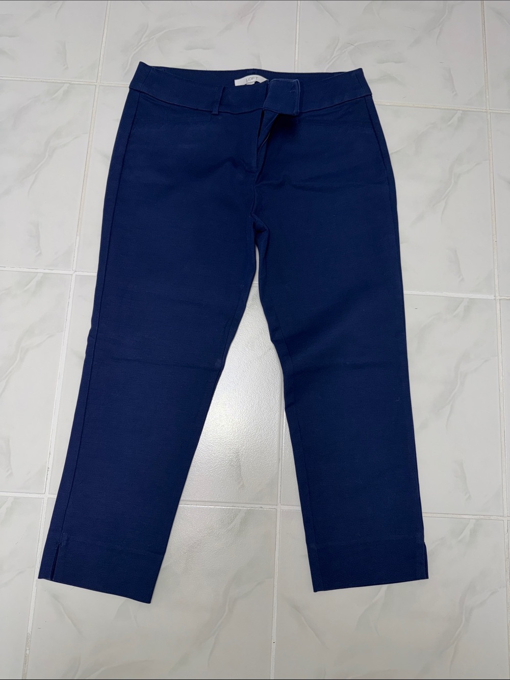 LOFT Navy Cropped Slim Ankle Pants